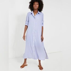 Tuckernuck Pomander Place Blue Stripe Griffin Maxi Full Button Shirt Dress Sz XL